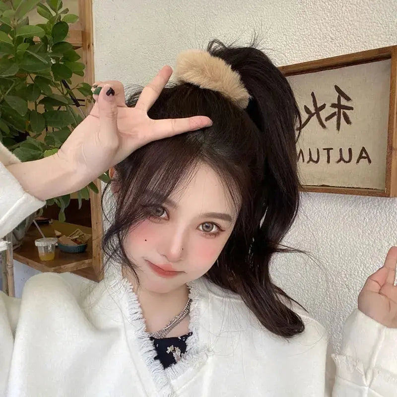 Plush Hair Scrunchies Set Soft Elastic Ponytail Holders - Smarsty