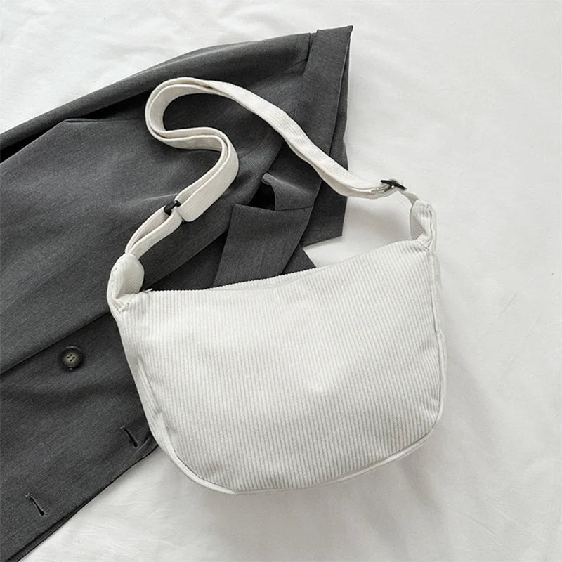 Corduroy Shoulder Bag Minimalist Crossbody For Women - Smarsty