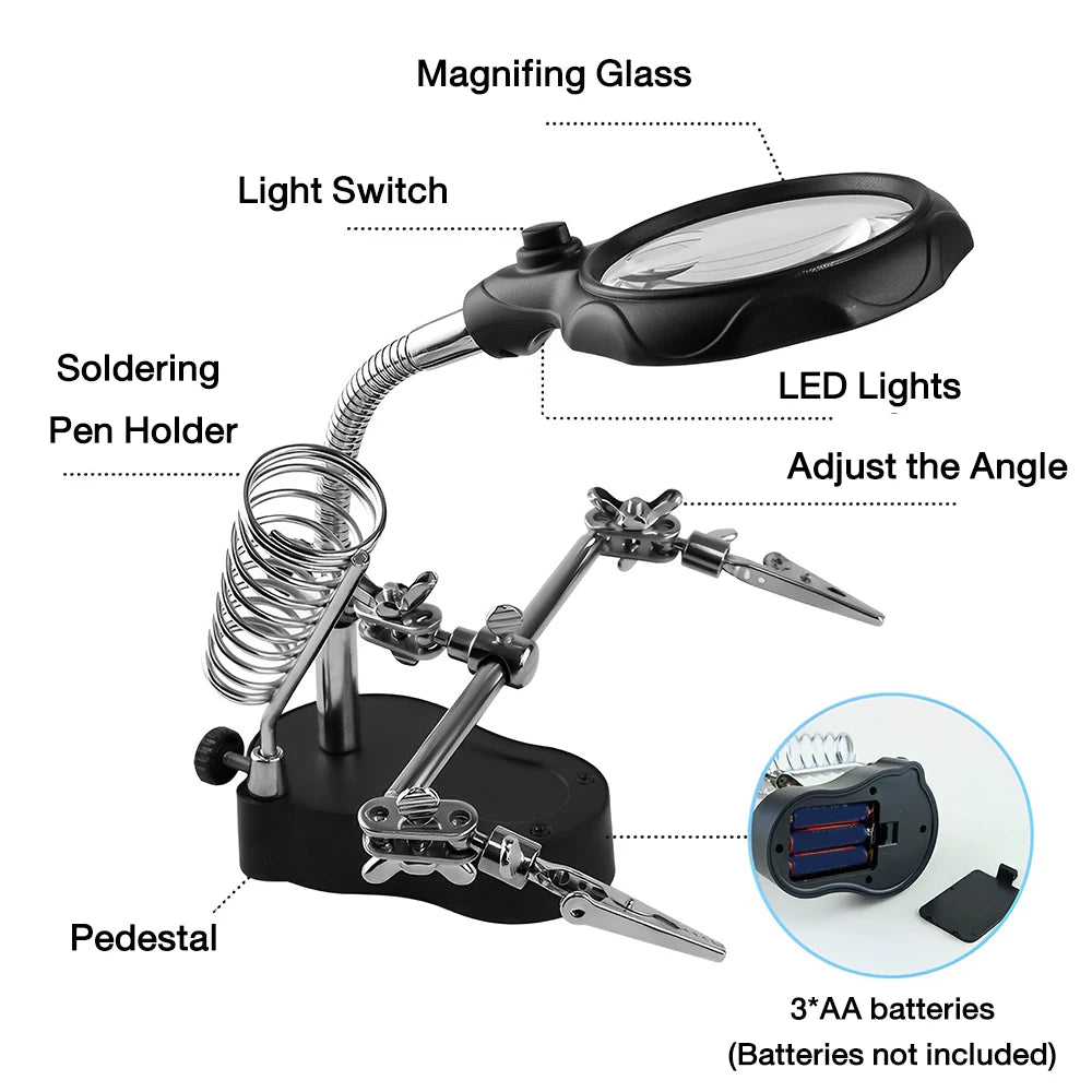Welding Clip Magnifier with LED Light and Stainless Steel Durability - Smarsty