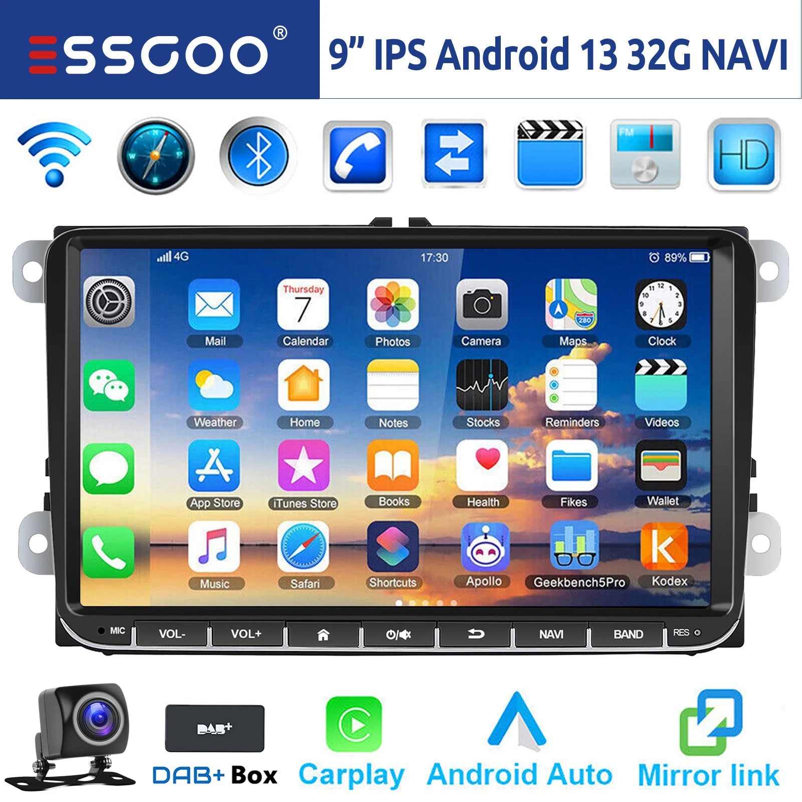 Android Car Stereo With Wireless Carplay GPS Navigation - Smarsty