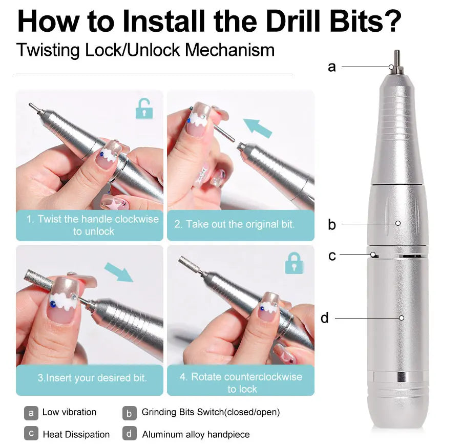 Professional Electric Nail Drill Machine for Manicure - Smarsty