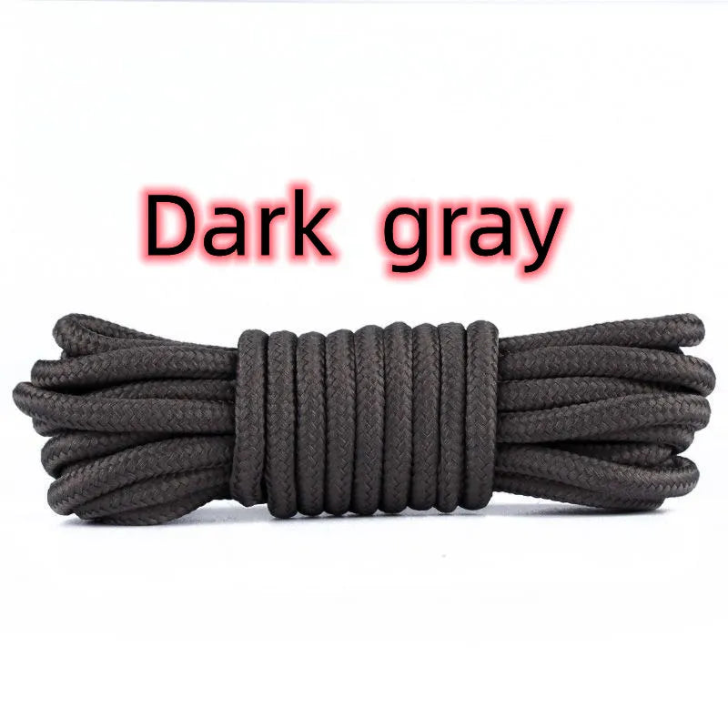 2pcs/ Pair Round Solid Polyester Black Brown Shoelaces For Marten Boot Women Men Outdoor Hiking Boots Sports Shoes Lace Strings - Smarsty