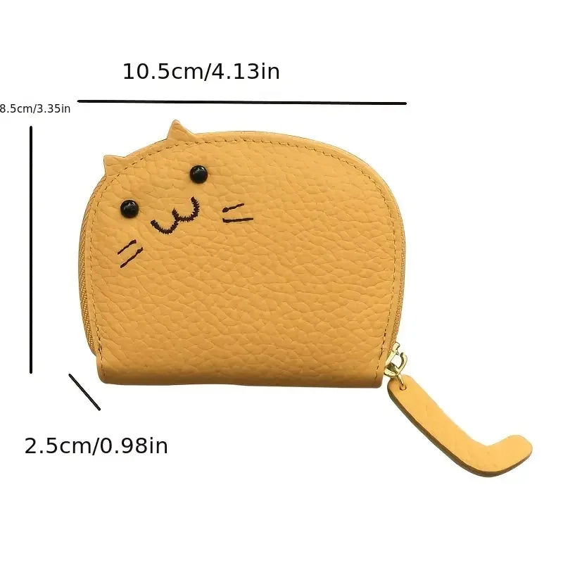 Cartoon Cat shaped design Wallet Women's Multi-card slots Holder Cute Fashion Faux Leather Coin Purse Creative ID Card Holder - Smarsty