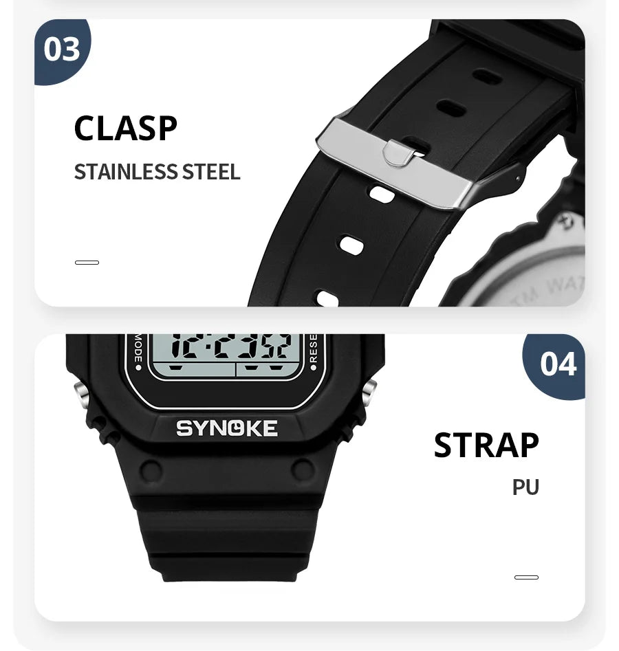 SYNOKE Outdoor Military Digital Watch for Men Waterproof Luminous Sports Timepiece - Smarsty