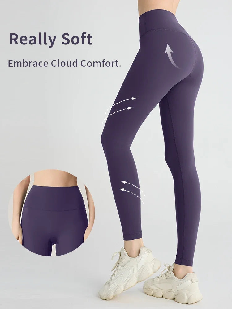 Naked feeling Yoga Leggings Women High Waisted Hip Lifting Fitness Leggings Running Cycling Pants Breathable Sports Leggings - Smarsty