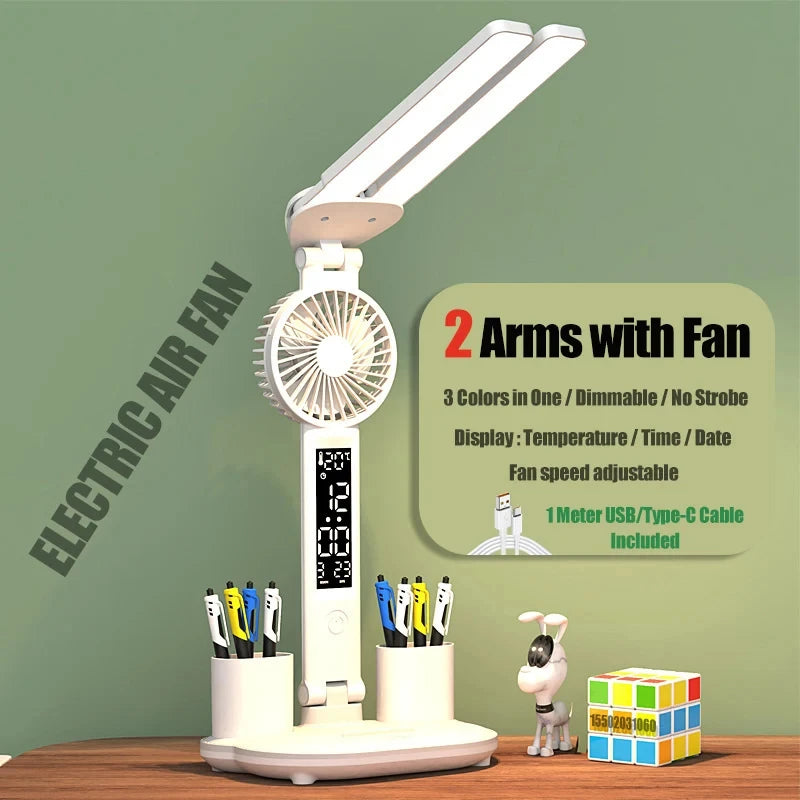 Dimmable USB Folding Desk Lamp with Alarm Clock - Smarsty
