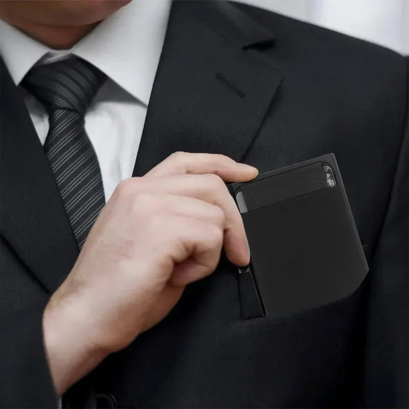 Rfid Smart Credit Card Holder Wallets Metal Slim Pop Up Minimalist Men Wallets Black Male Purse Money Bags Carteira Masculina