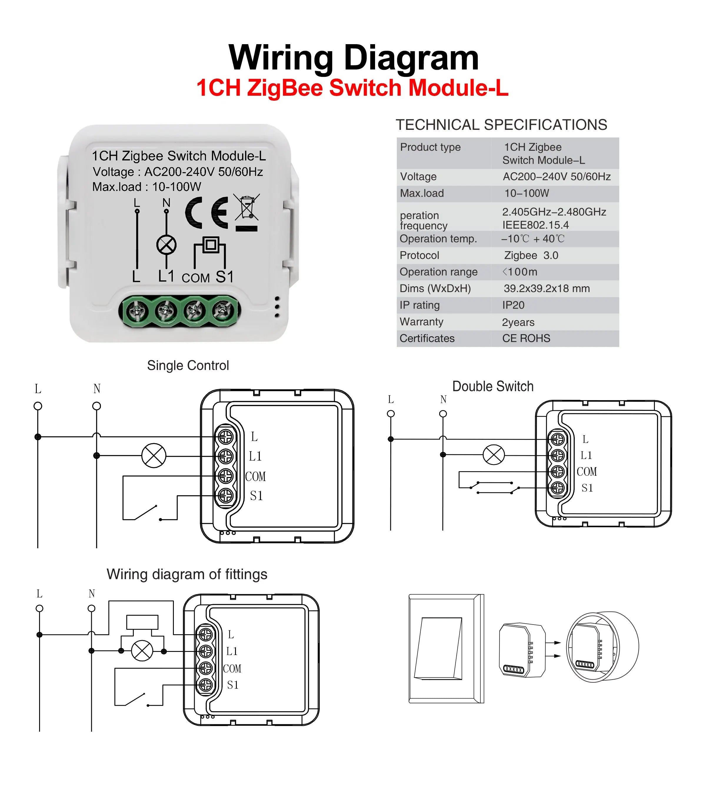 GIRIER Tuya ZigBee Smart Switch Module No Neutral Required - Smarsty