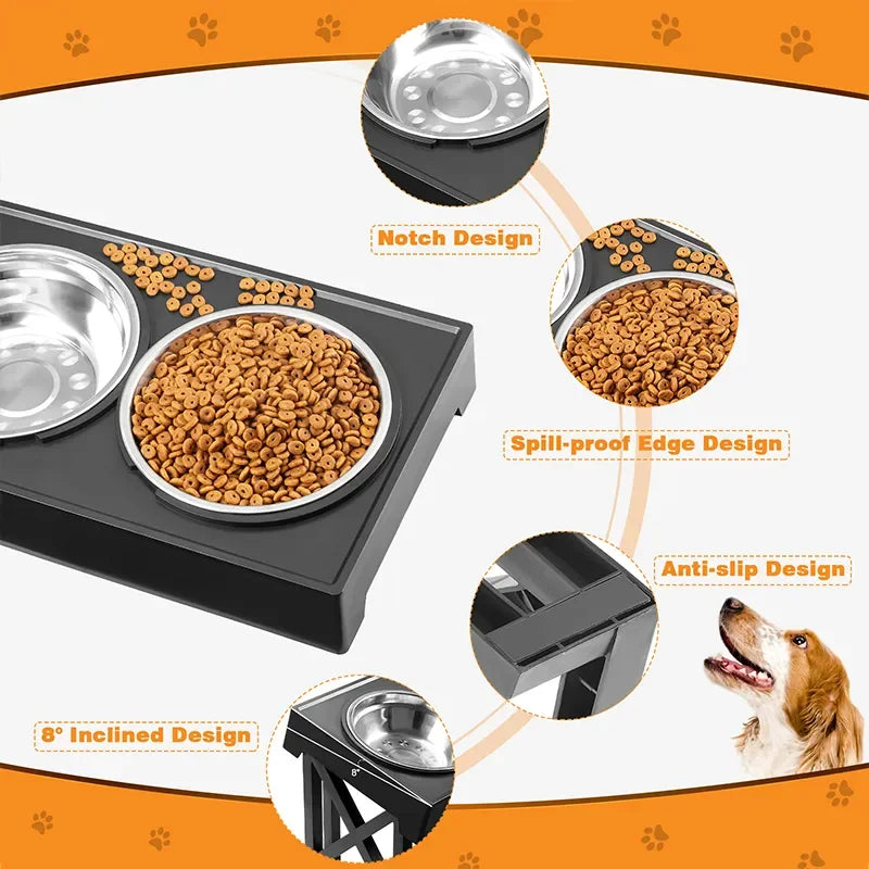 Adjustable Height Elevated Dog Feeding Bowl Stand - Smarsty