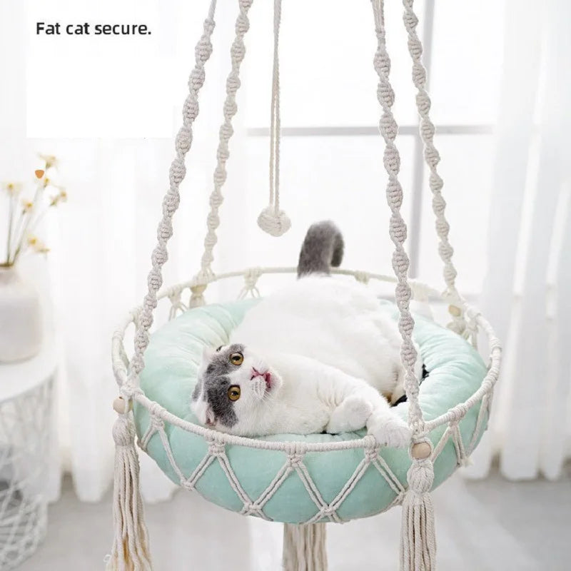 Handwoven Cat Hammock Swing Bed for Cozy Comfort - Smarsty