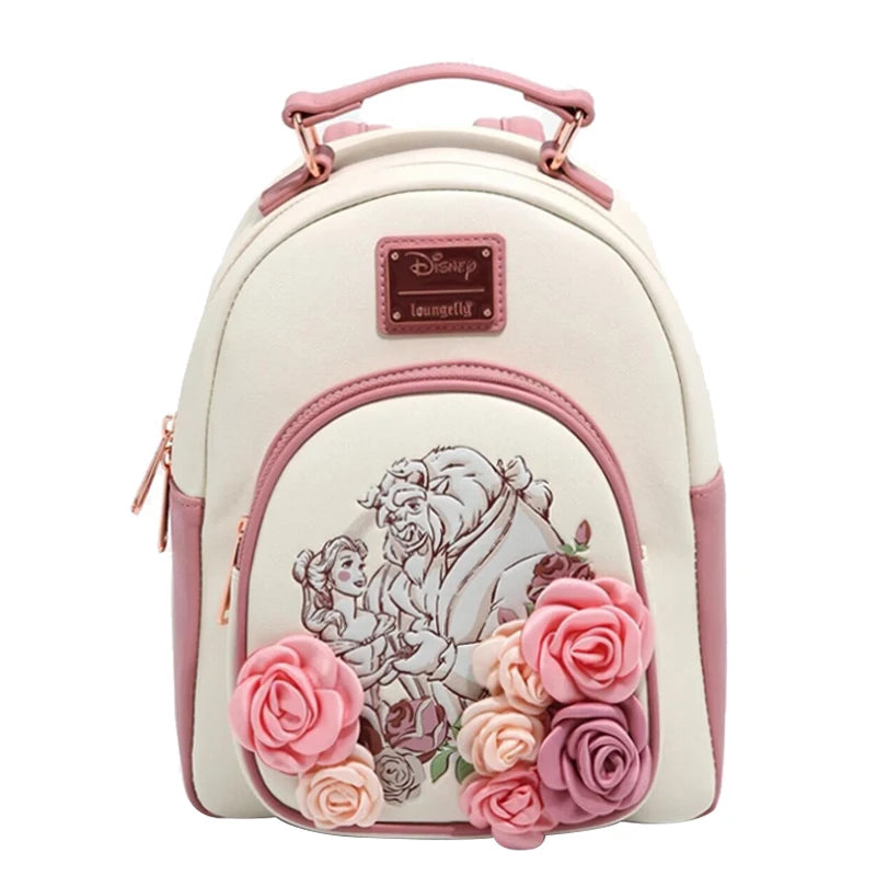 Beauty and the Beast Cartoon Backpack PU Leather Bag - Smarsty