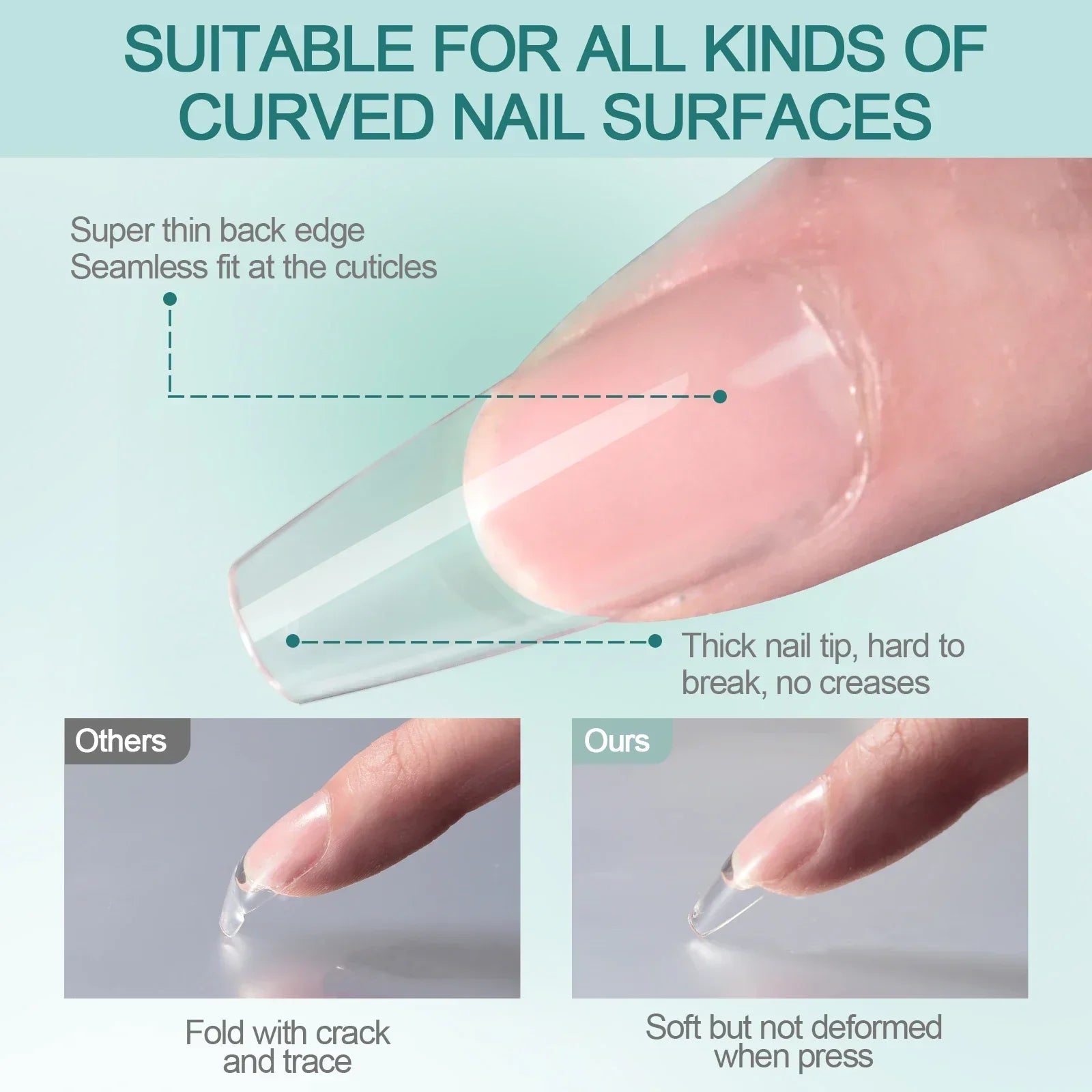 Gel X Nail Tips 120pcs Easy Soak Off Extensions - Smarsty
