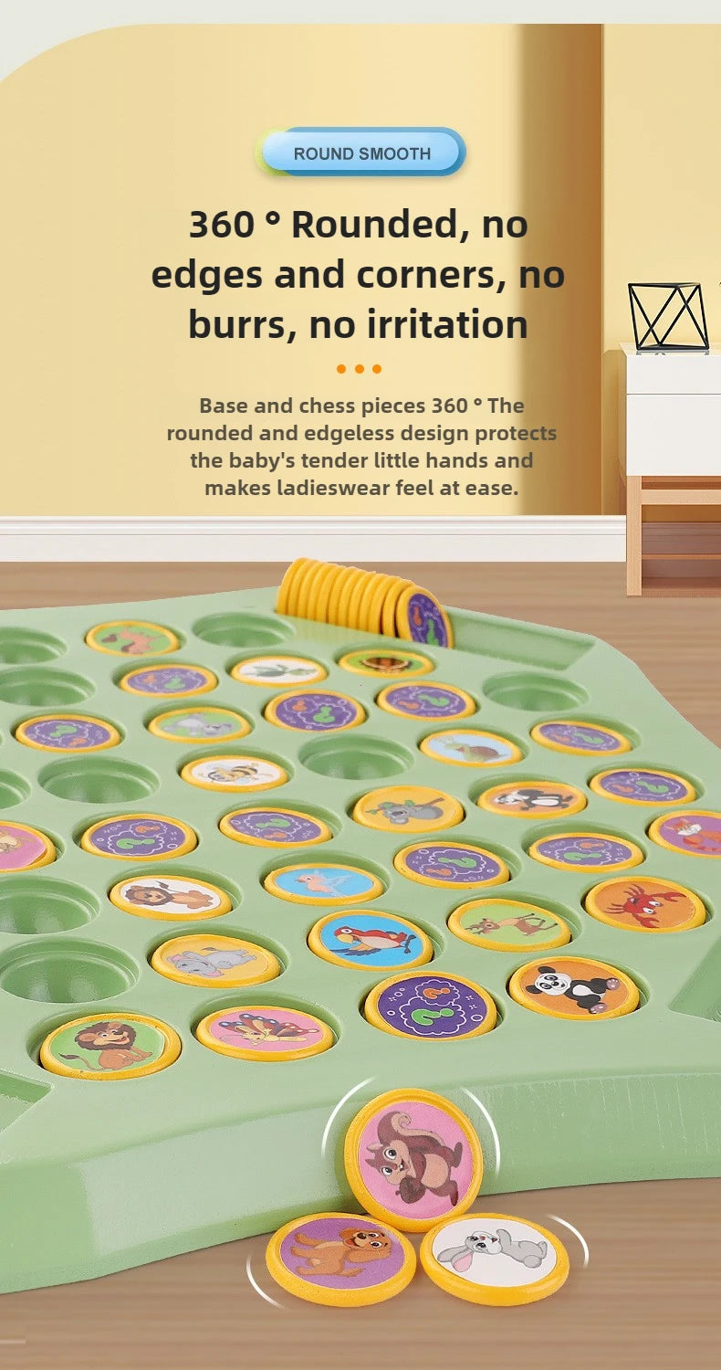 Kids Battle Chess Educational Toy Observation Concentration Training Fun Animal Flip Chess Parent-child Interactive Game Toys by Smarsty