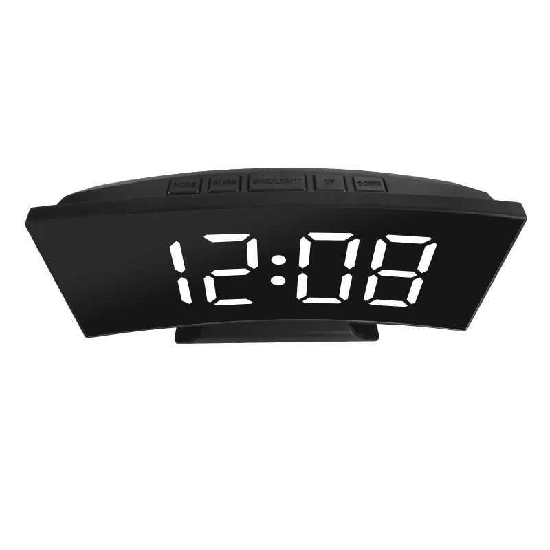 LED Curved Alarm Clock with Dual-purpose Mirror Display - Smarsty