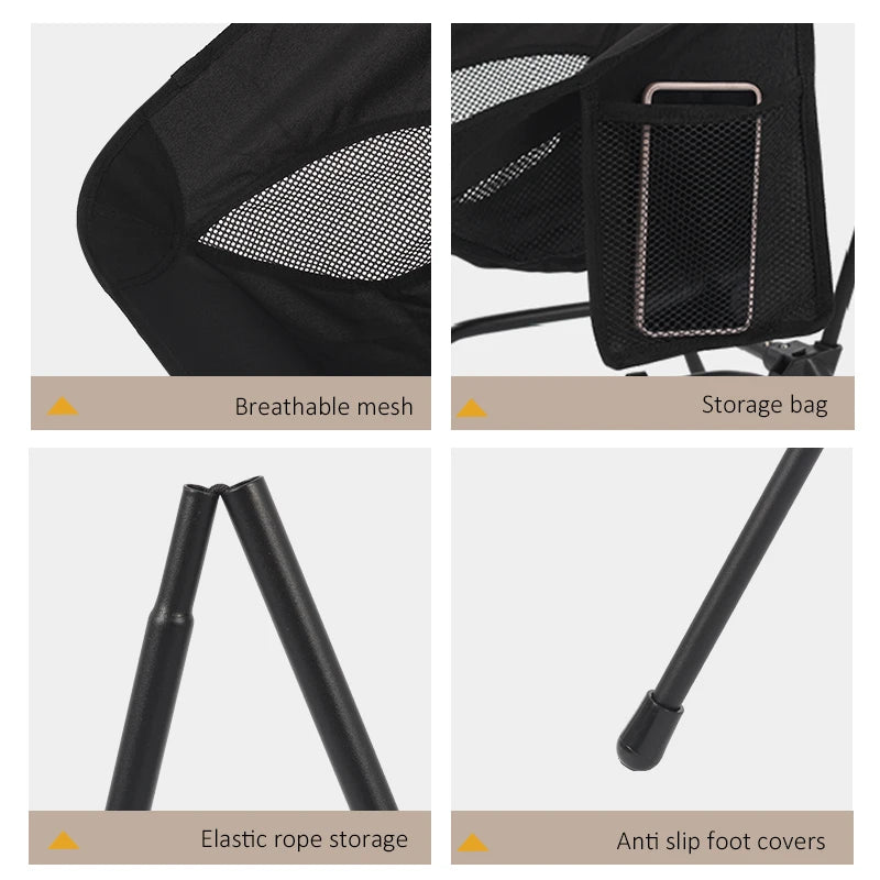 Square Structure Beach Fishing Stool, Convenient Four-Corner Camping Folding Chair, Lightweight Iron Tube Moon Chair by Smarsty