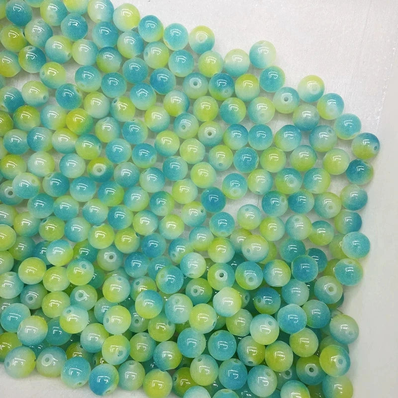 50Pcs 8mm Dual Color Glass Spacer Beads Set For Jewelry - Smarsty