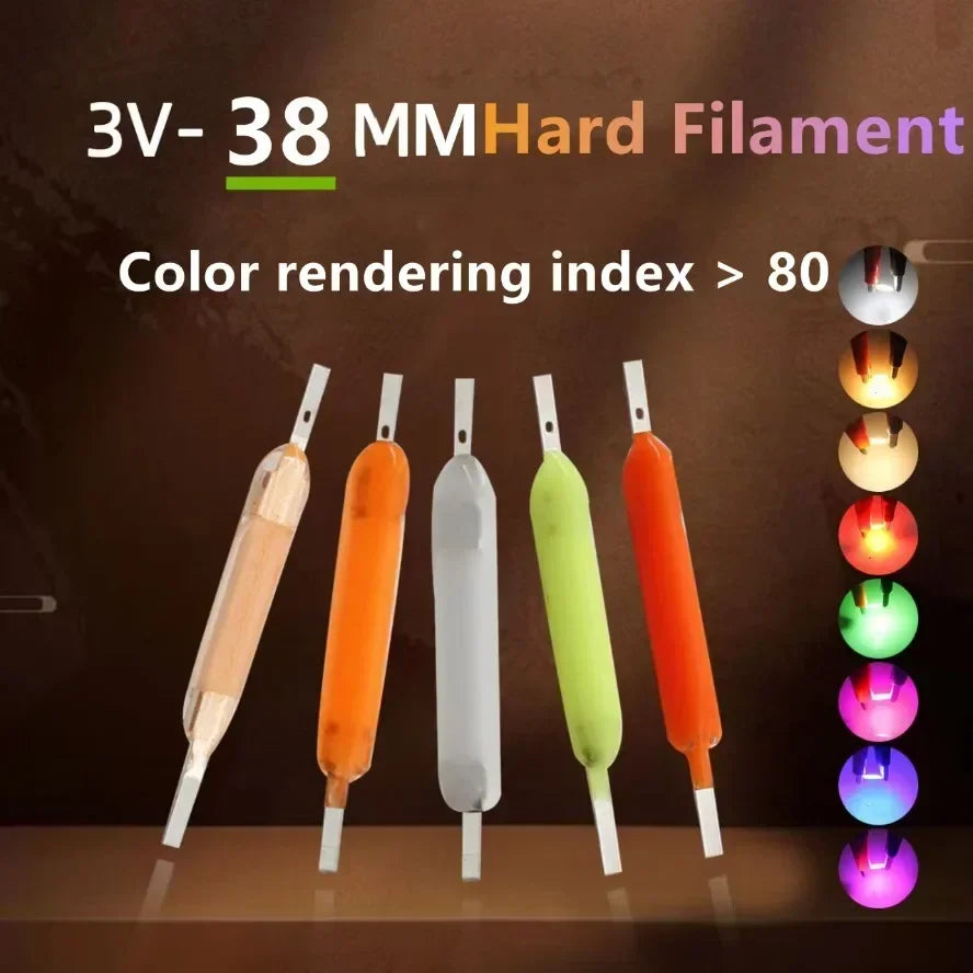 5-100PCS Per Box 3V 38mm LED Filament Multicolour COB Edison Bulb Lamp Incandescent Light Diodes Accessories For Home Lighting - Smarsty