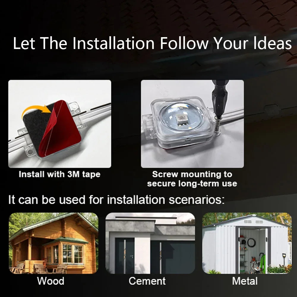 300FT 180LED Permanent Eaves LED Lights Outdoor Waterproof RGB String Lights DIY Scene Christmas Birthday Holiday Party Lighting