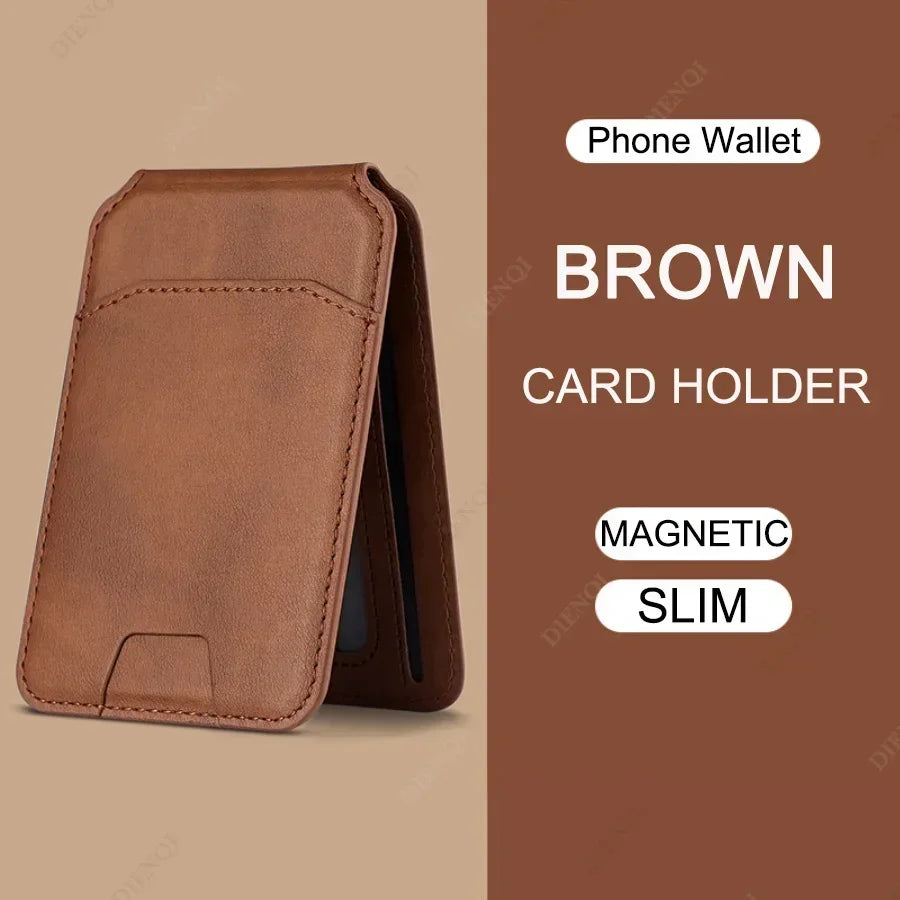 Magsafe Card Wallet Phone Stand PU Leather Magnetic Card Holder Phone Cases Bracket Stand with Kickstand for IPhone 13/14/15/16