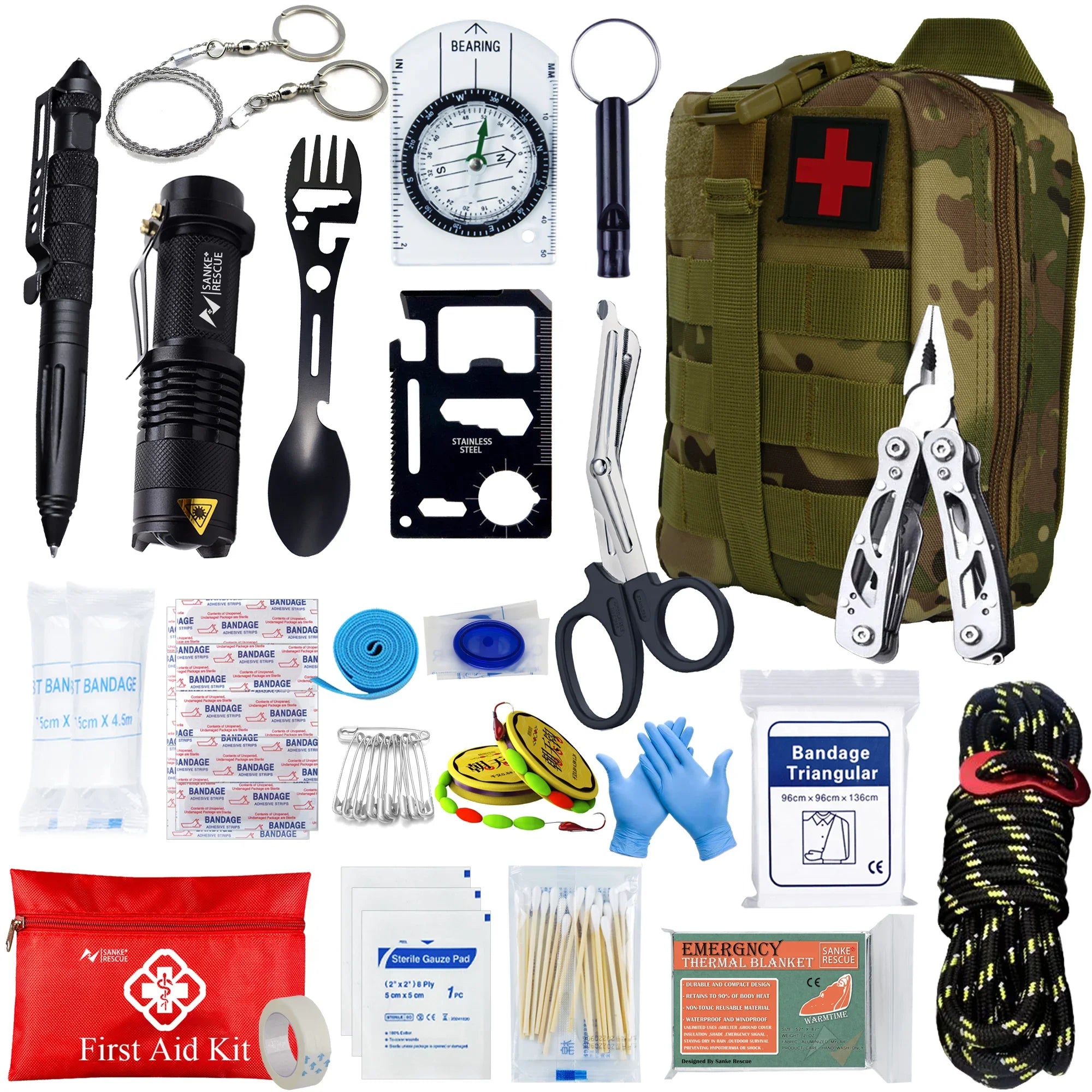 Survival First Aid Kit Survival Full Set Molle Outdoor Gear Emergency Kits Trauma Bag Camping Hiking IFAK Adventures EDC by Smarsty
