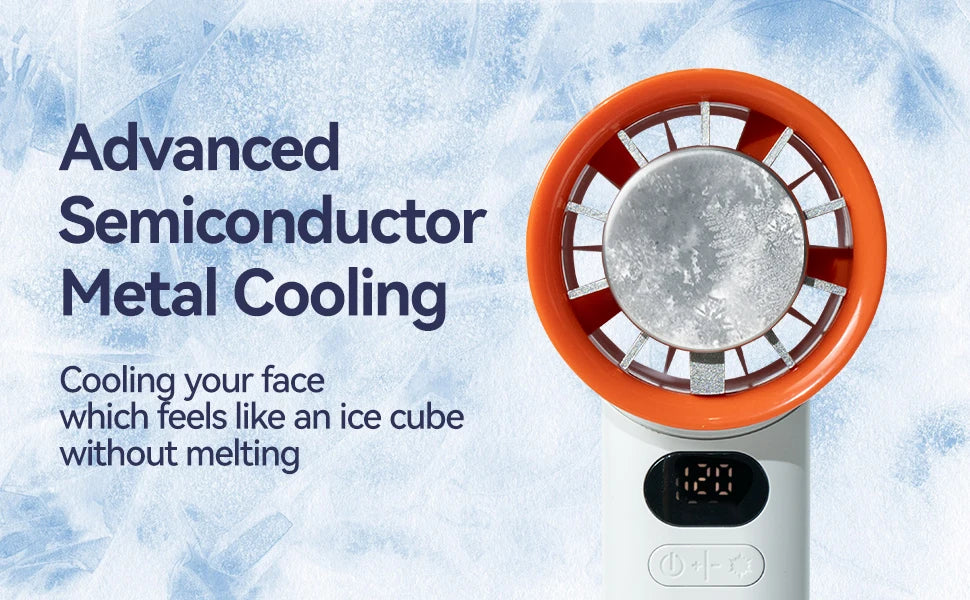 Portable Fan 120-Speed Digital Display Ice Cooling Tech Stylish Semiconductor Condensation Mini Personal Fan for Home, Office