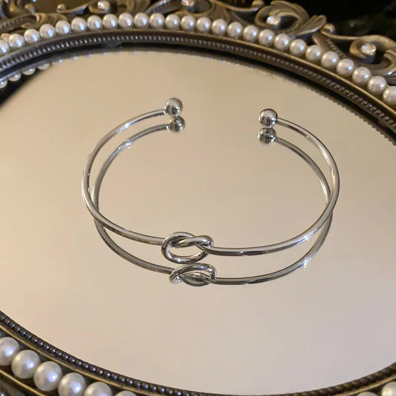 Vintage Stainless Steel Woven Twist Bracelet for Women - Smarsty