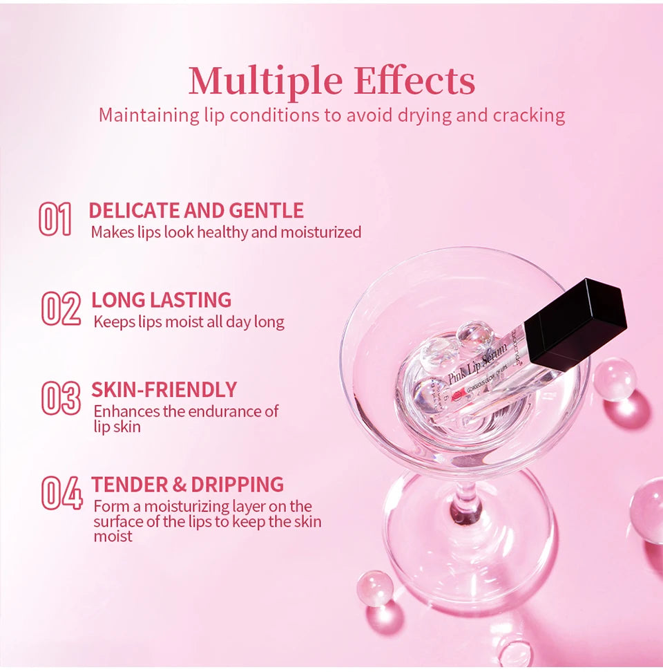 Pink Lip Serum Lotion for Moisturized and Smooth Lips - Smarsty