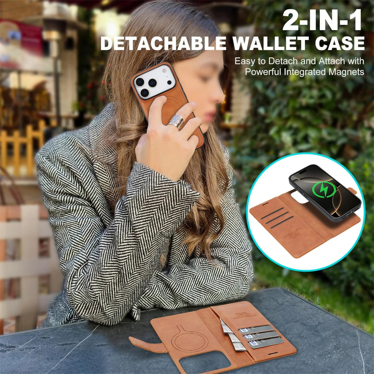 2 in 1 MagSafe Magnetic Leather Phone Case for IPhone 17 Air 16 Pro Max 15 Plus 14 13 12 16E Card Slots Wallet Protective Cover