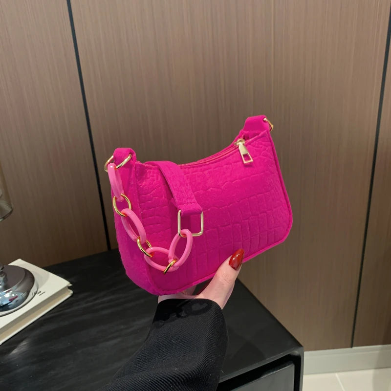 Felt Shoulder Bag For Women Crescent Saddle Purse Design - Smarsty