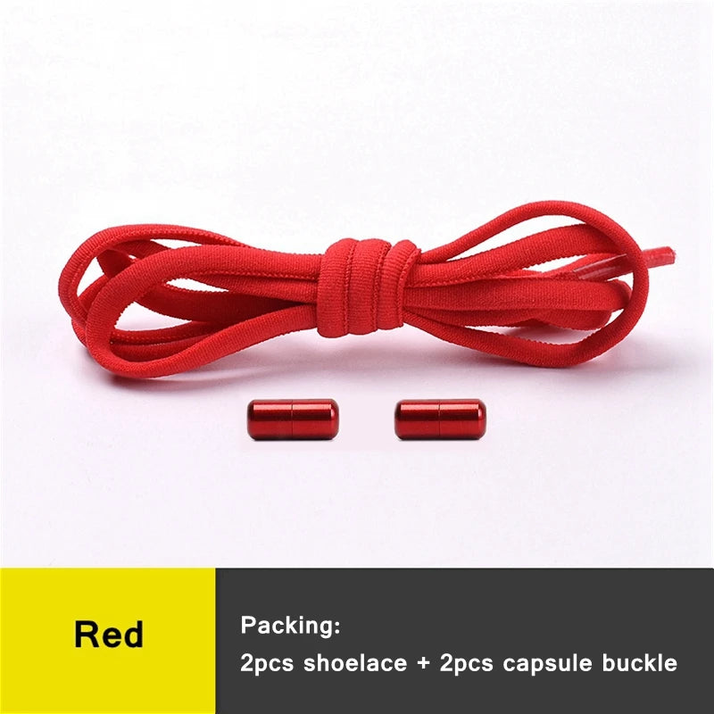 21 Colors No Tie Shoelaces Round Color Metal Lock Elastic Shoelace General For Children And Adults Sneakers Lazy Laces Unisex - Smarsty