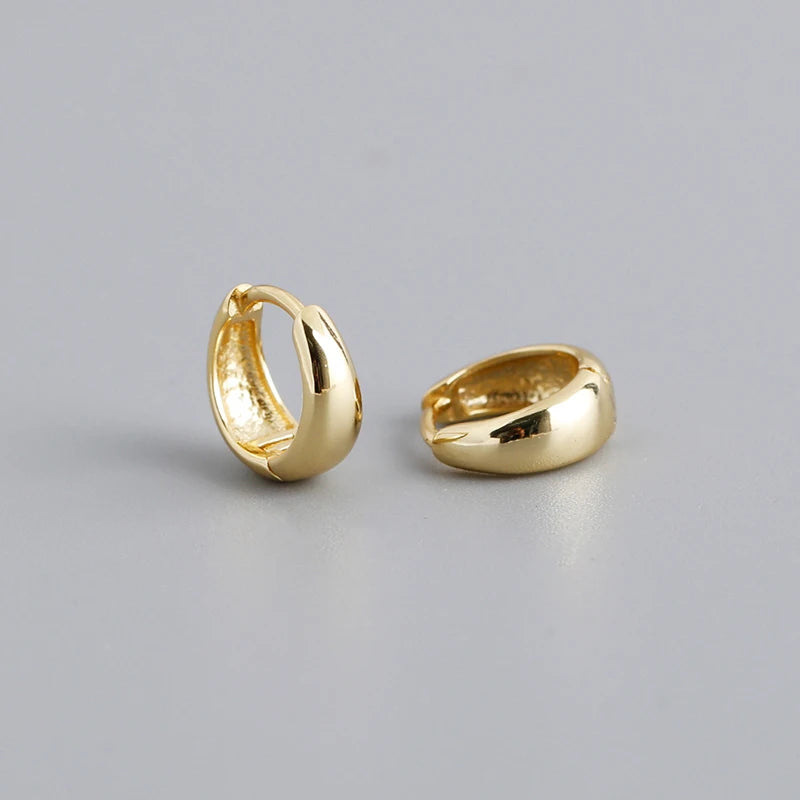 925 Sterling Silver Wide Gothic Huggies Hoop Earrings - Smarsty