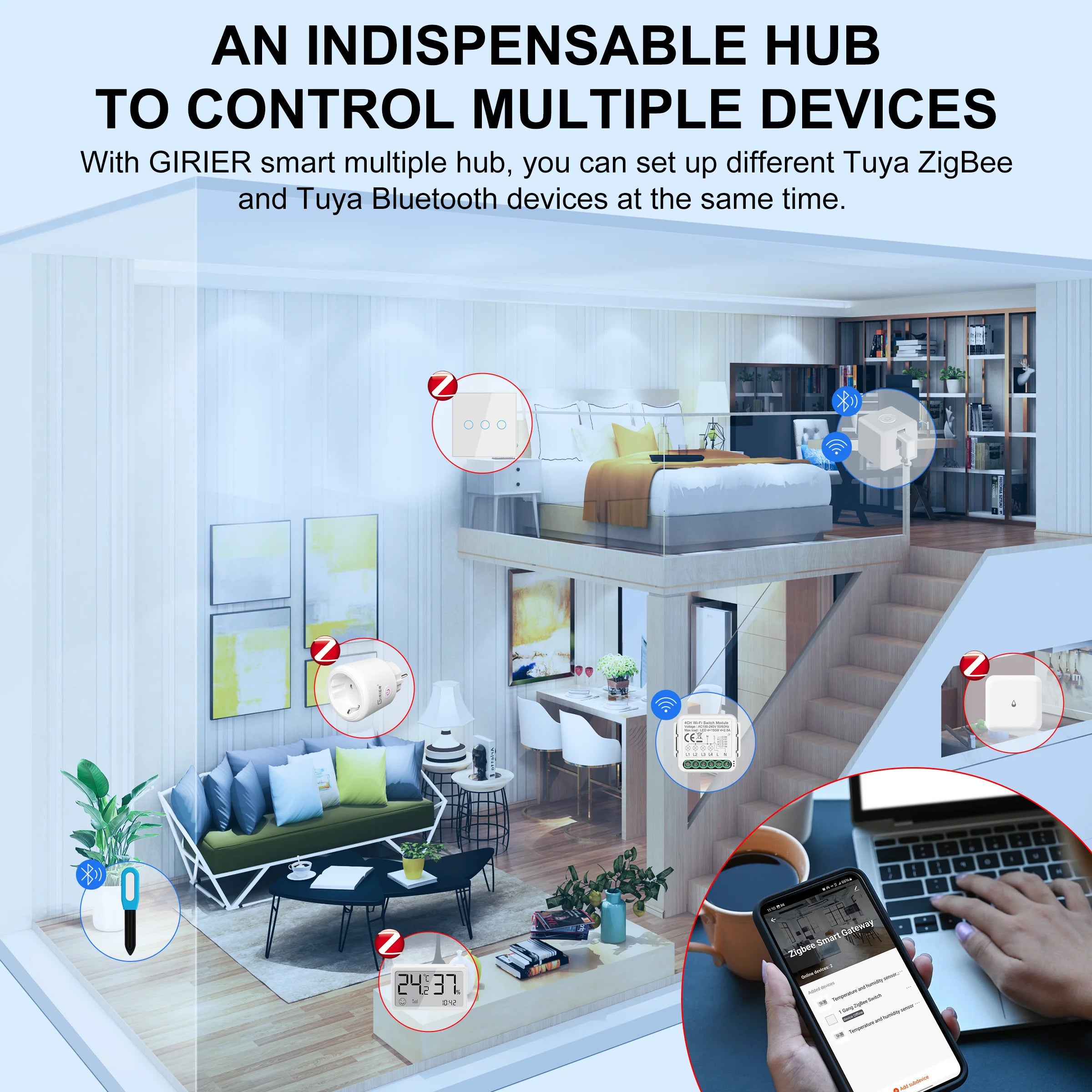 GIRIER Tuya ZigBee Gateway Hub for Smart Home Automation - Smarsty
