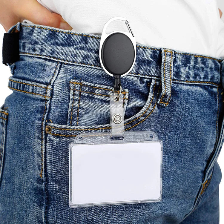 Transparent Cards Slots ID Tag Badge Holder with Badge Reel Cards Storage Organizer Employee Pass Work Card Case Sleeve - Smarsty