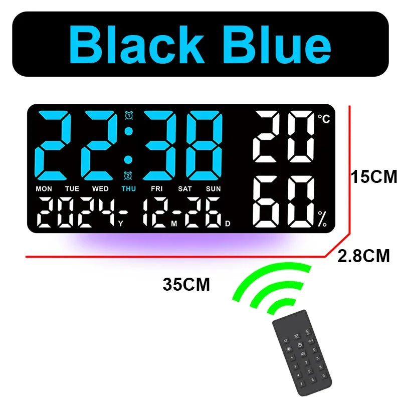 Digital Wall Clock with Remote Control and Humidity Display - Smarsty
