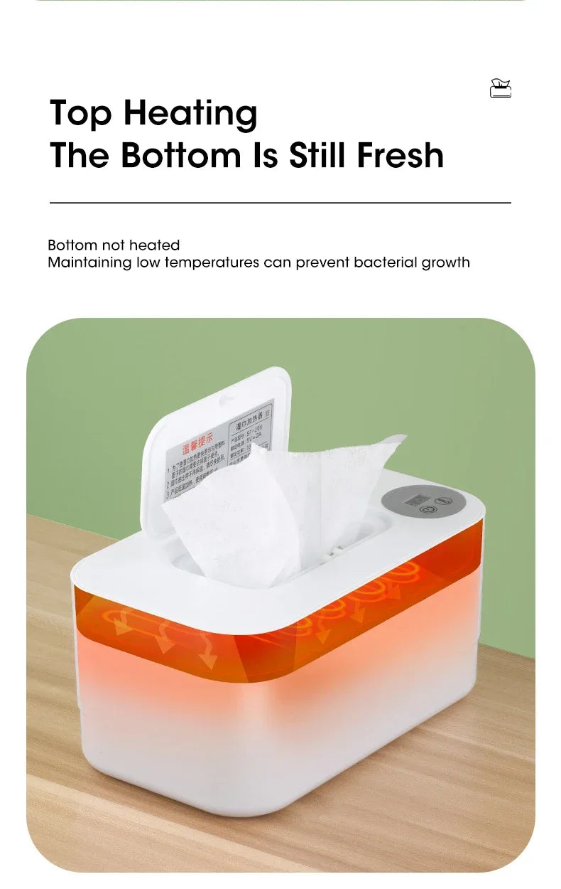 Baby Wipe Warmer Heater with LED Display Wet Towel Dispenser Portable USB Charge Baby Wipe Warmer Napkin Heating Box Home/Car - Smarsty