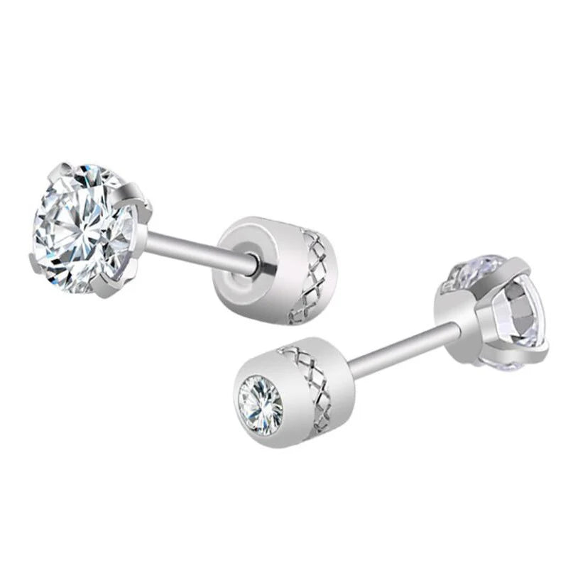 Stainless Steel Crystal Zircon Stud Earrings Hypoallergenic - Smarsty