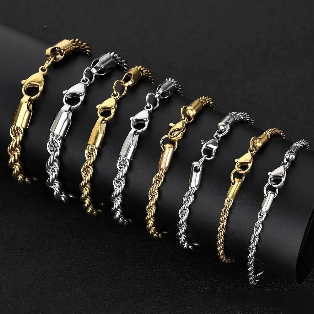 Stainless Steel Twisted Rope Chain Bracelet Waterproof - Smarsty