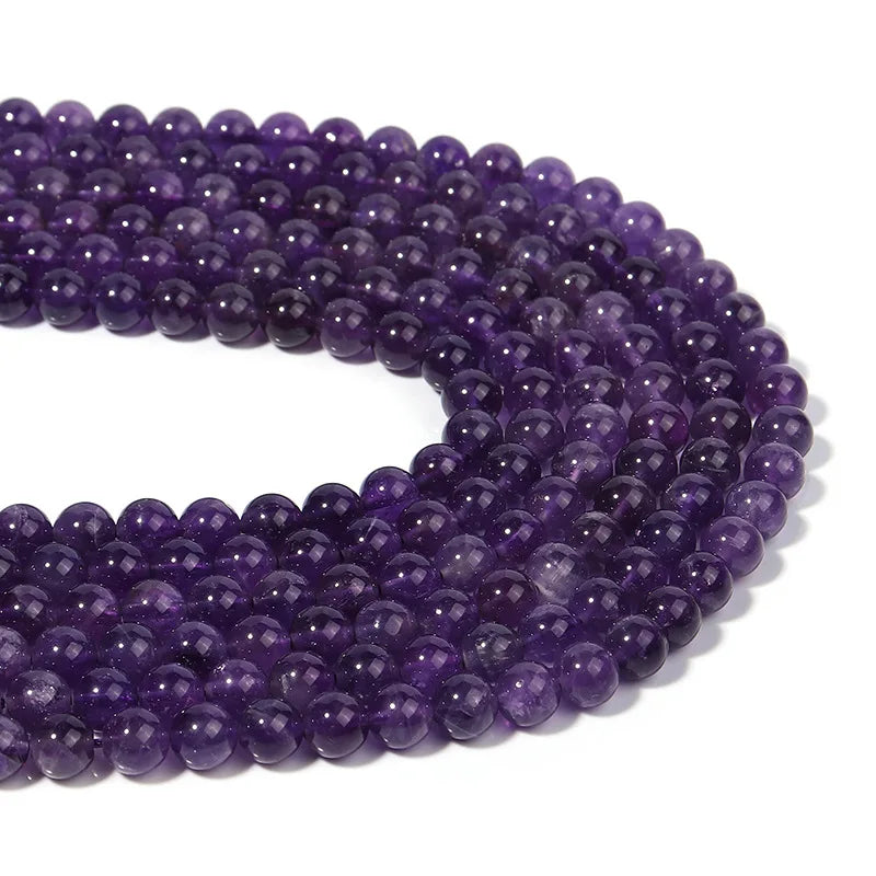 Natural Amethyst Crystal Beads 5A Round 15 Inch Strand - Smarsty