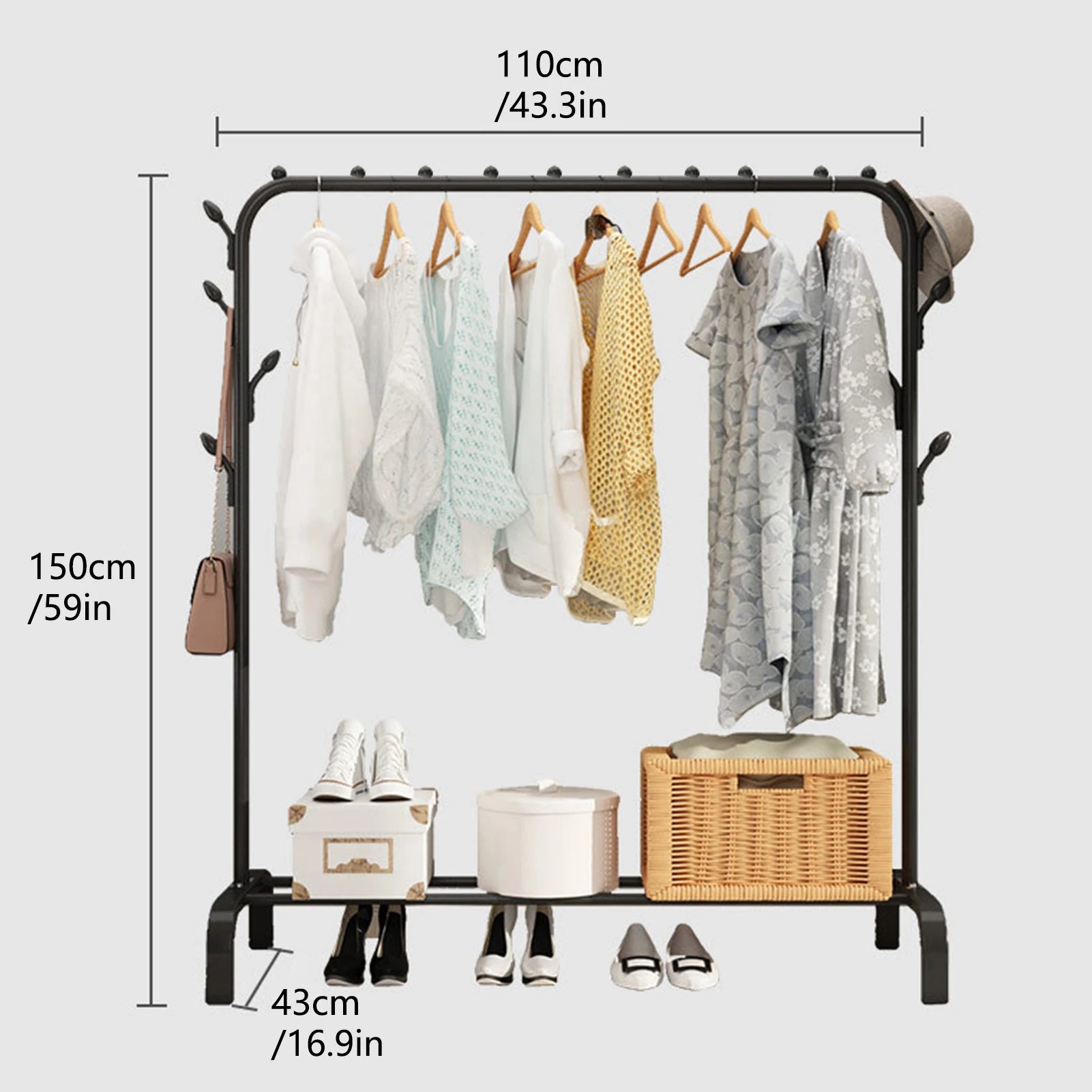 Clothes Rack Nightstand Coat Rack Storage Bedroom Clothes Stand Organizer Night Table Storage Shelf Clothing Racks Household - Smarsty