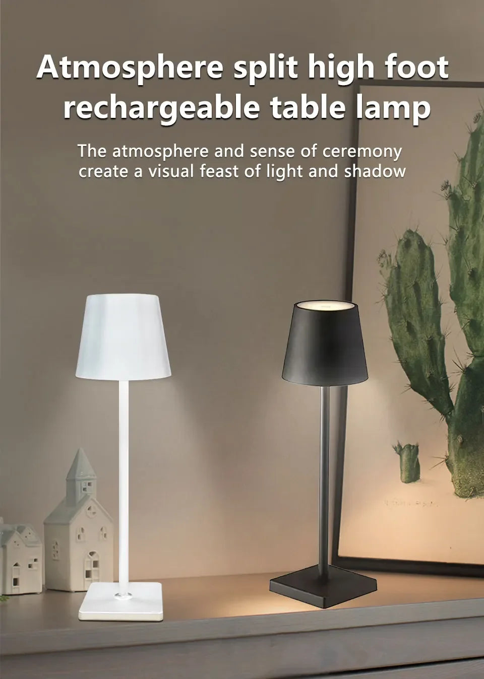 Wireless LED Table Lamp Rechargeable Dimmable Mood Light - Smarsty