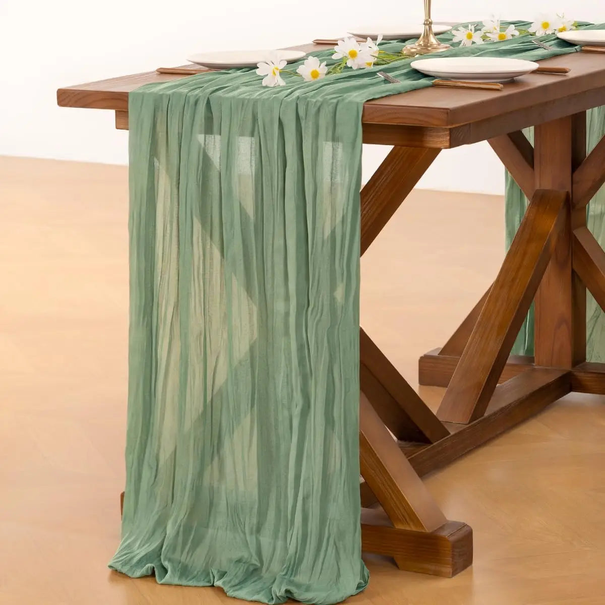 Boho Cheesecloth Table Runner for Rustic Weddings - Smarsty