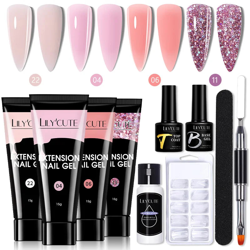 LILYCUTE Nail Gel Set with 6W LED Lamp for Quick Manicure - Smarsty
