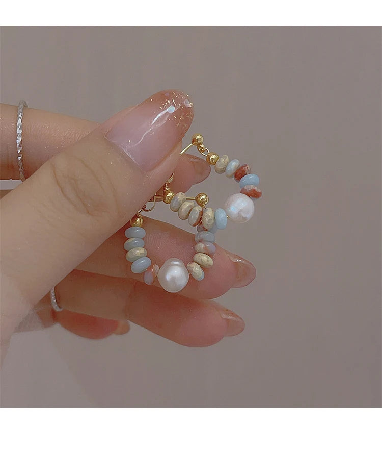 Pearl Pendant Earrings Beaded Natural Stone For Women - Smarsty