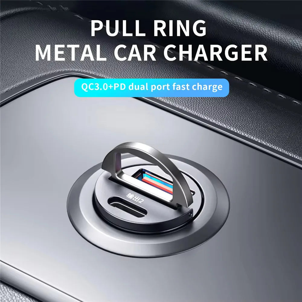 100W/200W QC3.0 PD Mini Car Charger 12-24V Lighter Fast Charging Car USB Type C Charger for Xiaomi Samsung Huawei iPhone Power - Smarsty