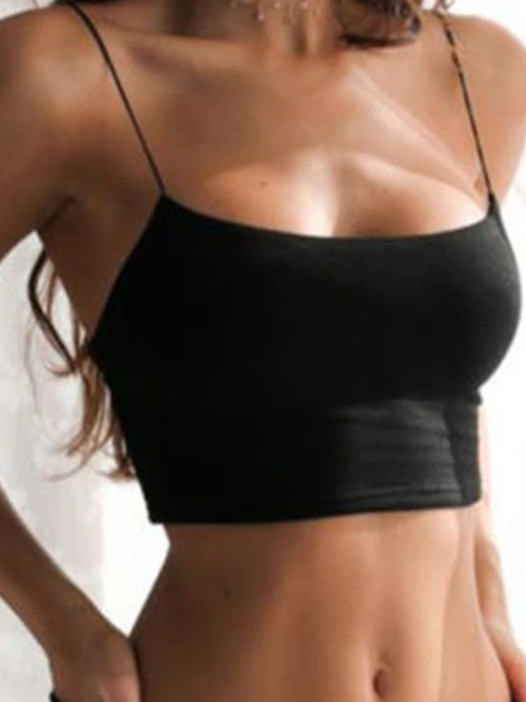 Sexy Tank Top Black Halter Crop Tops Women Summer Camis Backless Camisole Fashion Casual Tube Top Female Sleeveless Cropped Vest - Smarsty