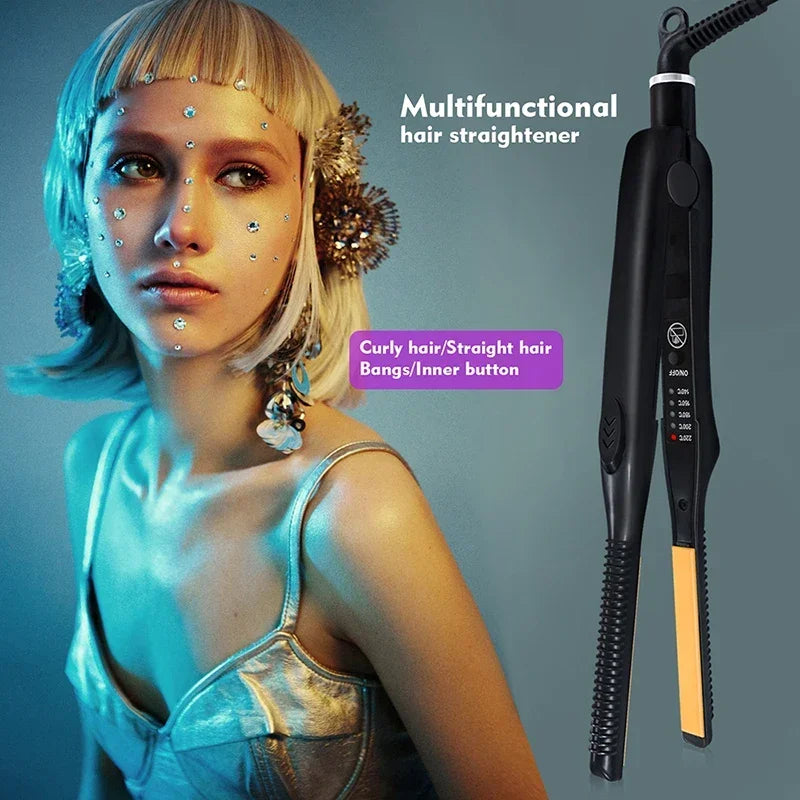 2-in-1 Mini Hair Straightener and Curling Iron for All Hair Types - Smarsty