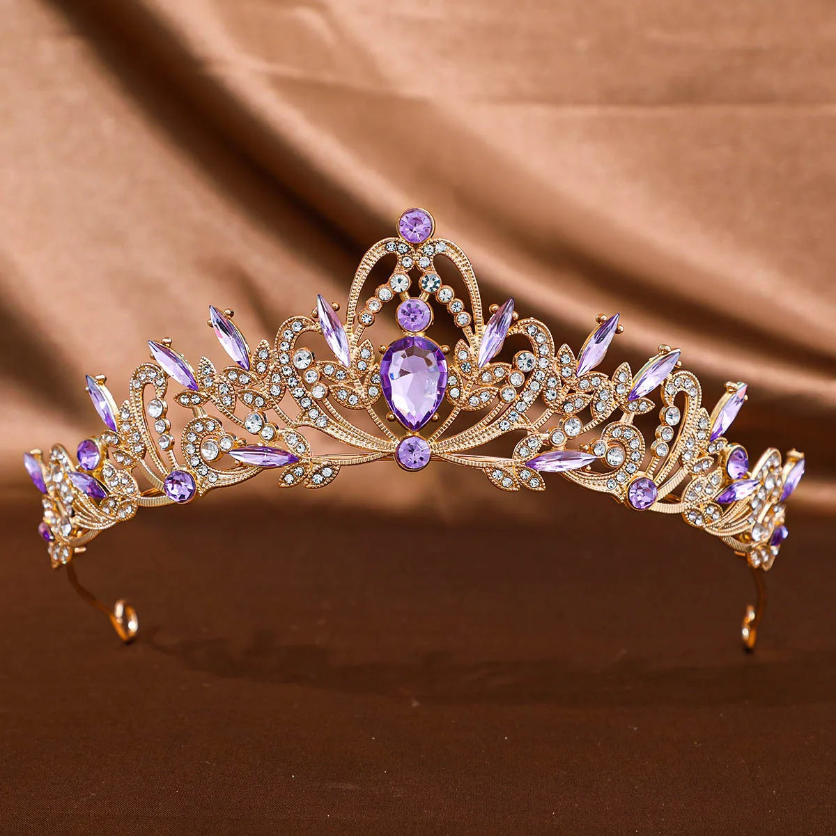 Baroque Crystal Tiara for Women Elegant Bridal Accessory - Smarsty