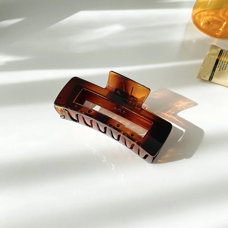 Korean Coffee Beige Acrylic Geometric Hair Claw Clip Large - Smarsty