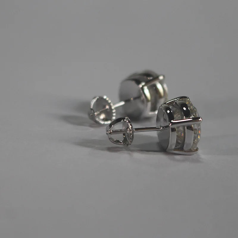 Moissanite Studs 0.5 To 2Ct Sterling Silver Screw Back - Smarsty