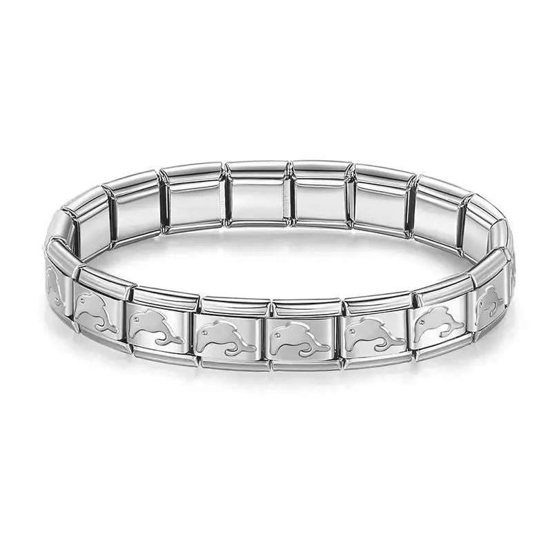 Italian Charm Stainless Steel Elastic Link Bracelet - Smarsty